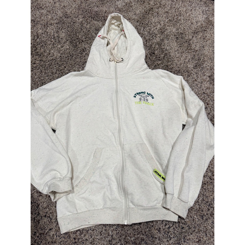 Star Wars Grogu Hoodie Small Cream Zip Up Choose Your Path Baby Yoda Sweatshirt